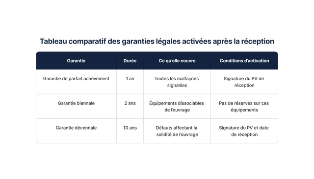 garanties legales pv de reception des travaux